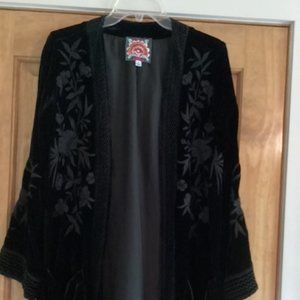 Johnny Was Embroidered Velvet Jacket